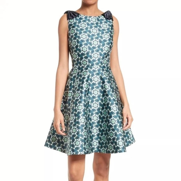 Ted Baker London Green Kaleidoscope Bow Dress - Picture 1 of 8